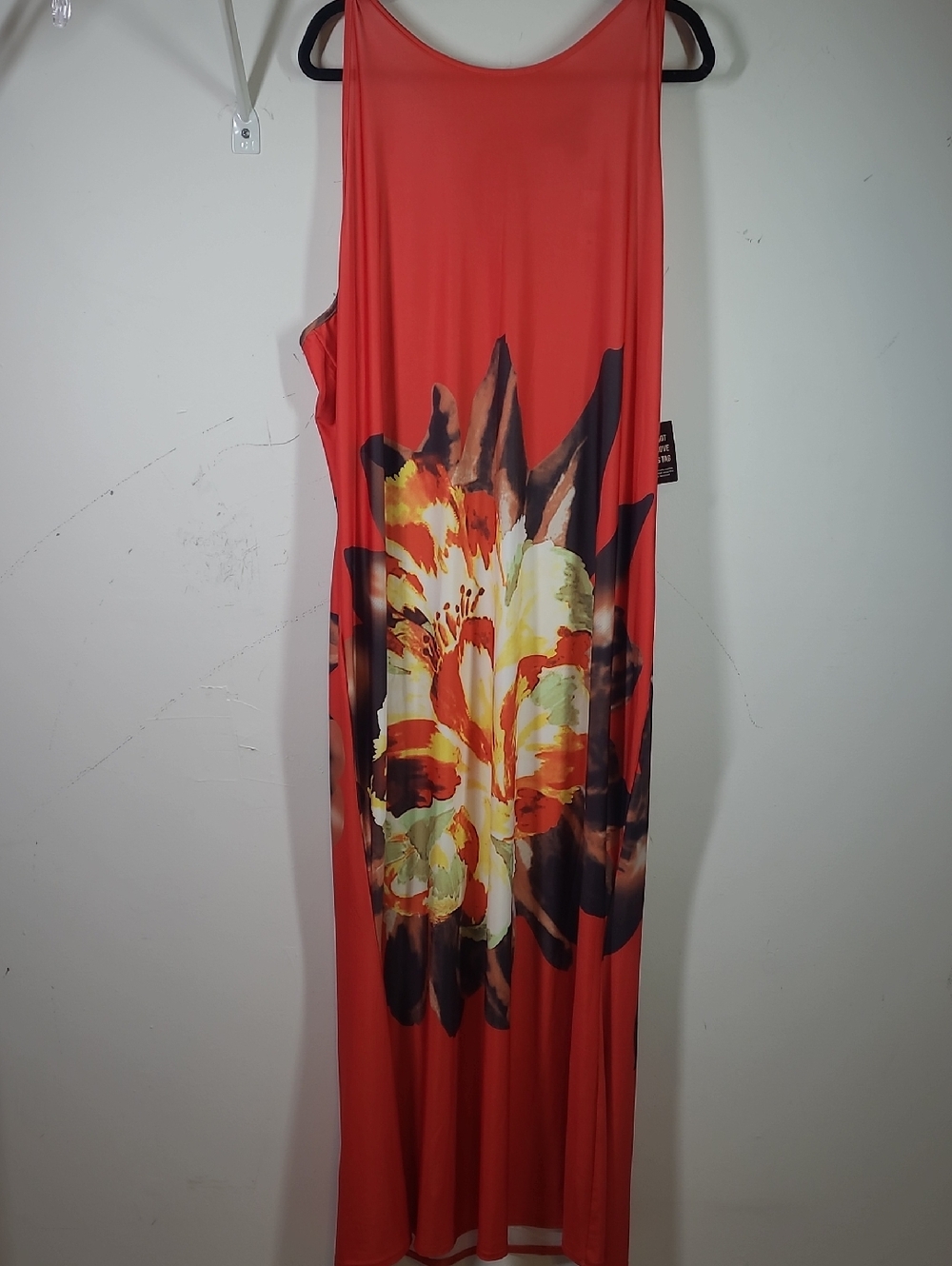 Ashley Stewart Red Maxi Dress with Floral Print